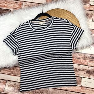Navy and white‎ striped tee & layered